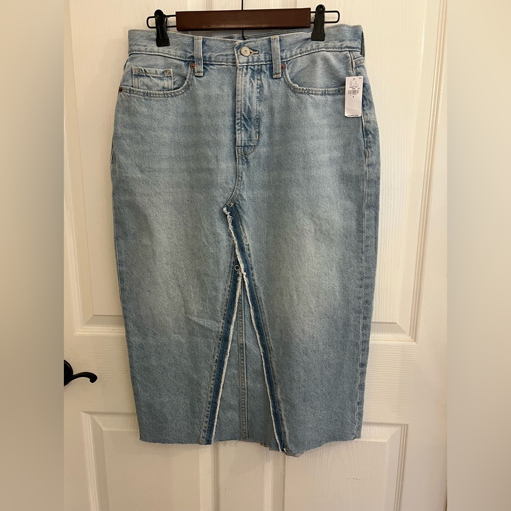 Women's Blue Denim Skirt high Rise Midi